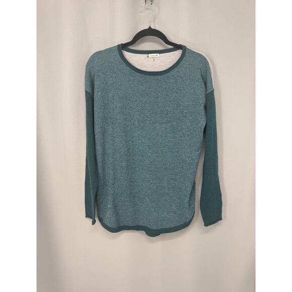 Smartwool Sweater Womens Medium Green Gray Colorblock Crewneck Pullover Knit - Picture 1 of 11